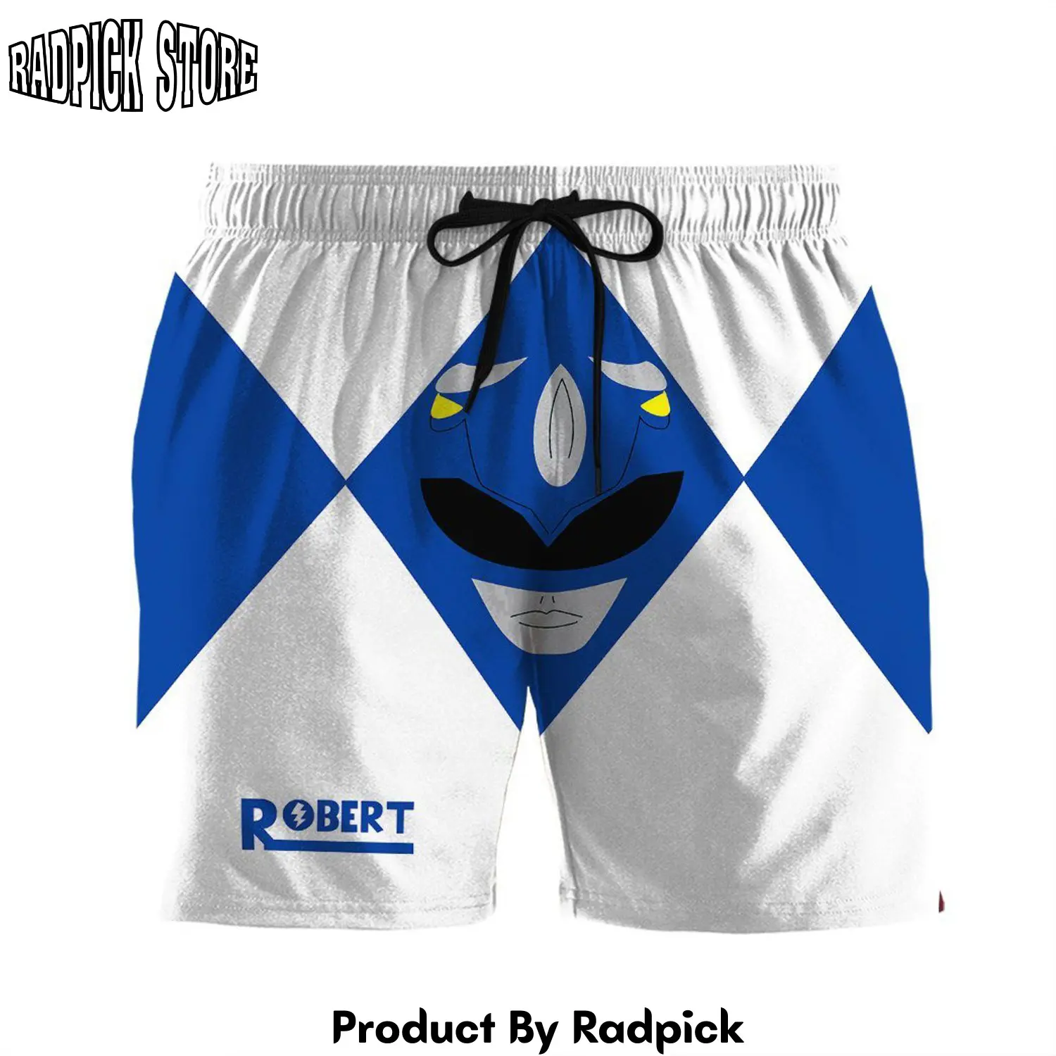 Radpick 3d mighty morphin power rangers blue ranger custom name beach shorts swim trunk rp631341